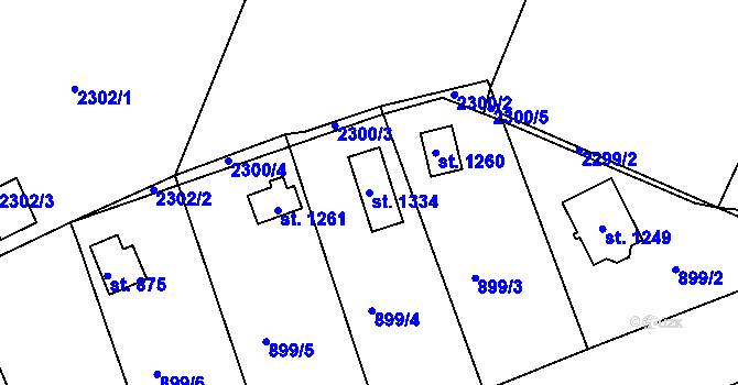Parcela st. 1334 v KÚ Jevíčko-předměstí, Katastrální mapa
