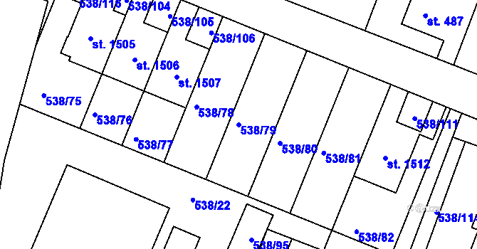 Parcela st. 538/79 v KÚ Jevíčko-předměstí, Katastrální mapa