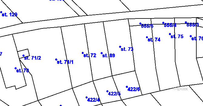 Parcela st. 89 v KÚ Jeviněves, Katastrální mapa