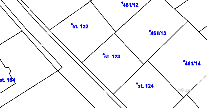 Parcela st. 123 v KÚ Jeviněves, Katastrální mapa