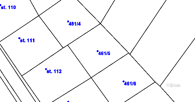 Parcela st. 461/5 v KÚ Jeviněves, Katastrální mapa