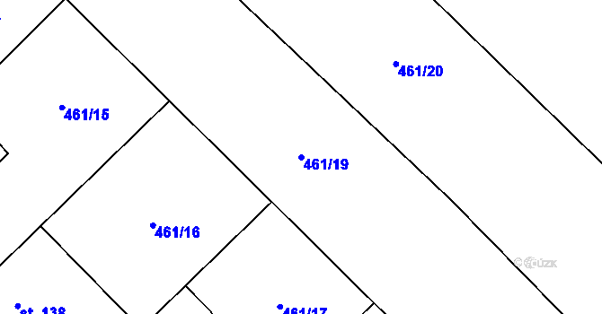 Parcela st. 461/19 v KÚ Jeviněves, Katastrální mapa
