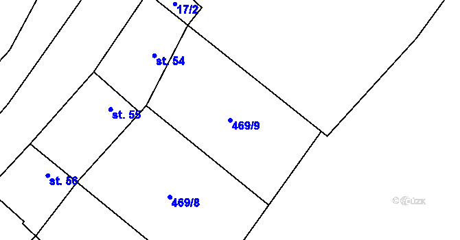 Parcela st. 469/9 v KÚ Jeviněves, Katastrální mapa