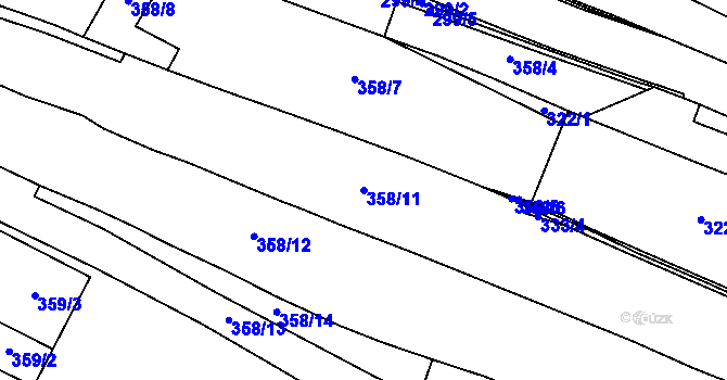 Parcela st. 358/11 v KÚ Jeviněves, Katastrální mapa