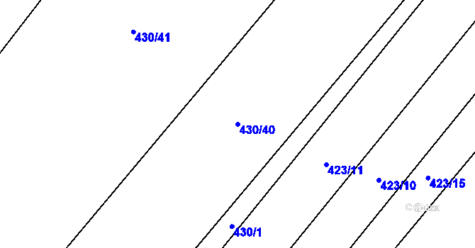 Parcela st. 430/40 v KÚ Jeviněves, Katastrální mapa