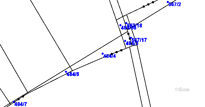 Parcela st. 484/4 v KÚ Jeviněves, Katastrální mapa