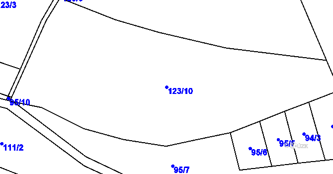 Parcela st. 123/10 v KÚ Jeviněves, Katastrální mapa