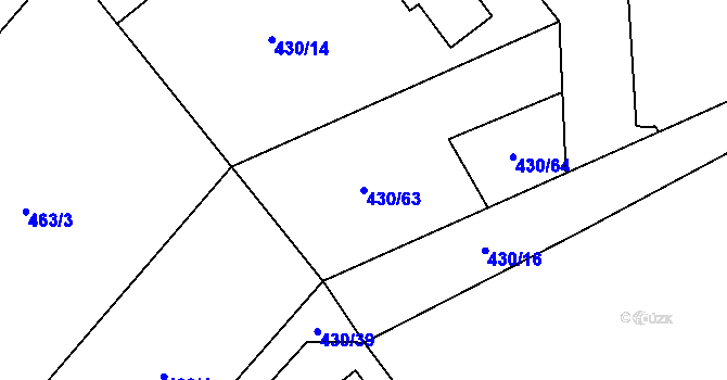Parcela st. 430/63 v KÚ Jeviněves, Katastrální mapa