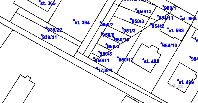 Parcela st. 958/3 v KÚ Jevišovice, Katastrální mapa