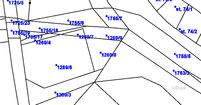 Parcela st. 1269/8 v KÚ Jevišovice, Katastrální mapa