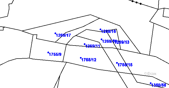 Parcela st. 1269/11 v KÚ Jevišovice, Katastrální mapa