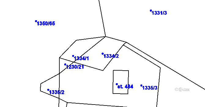 Parcela st. 1334/2 v KÚ Jevišovice, Katastrální mapa
