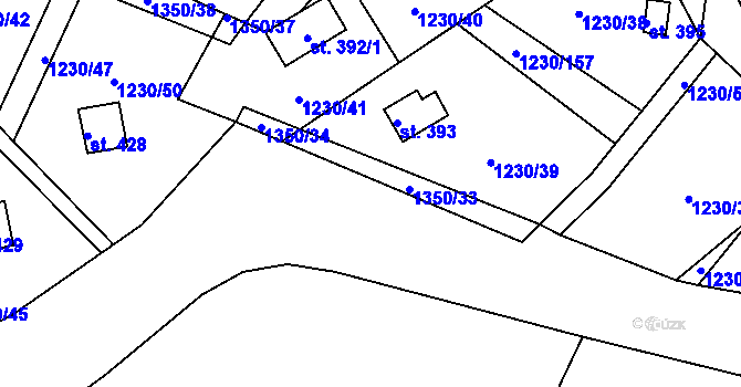 Parcela st. 1350/42 v KÚ Jevišovice, Katastrální mapa