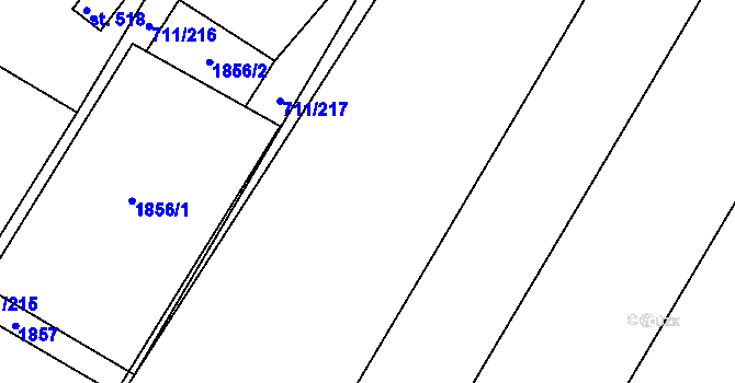 Parcela st. 711/256 v KÚ Jevišovice, Katastrální mapa