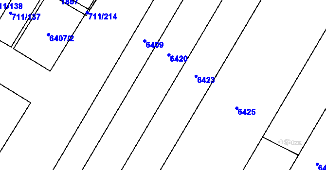 Parcela st. 711/282 v KÚ Jevišovice, Katastrální mapa