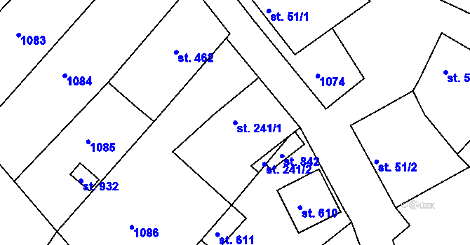 Parcela st. 241/1 v KÚ Jevišovice, Katastrální mapa