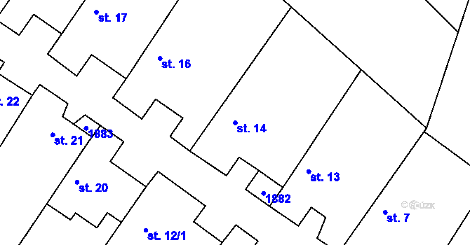 Parcela st. 14 v KÚ Jevišovice, Katastrální mapa