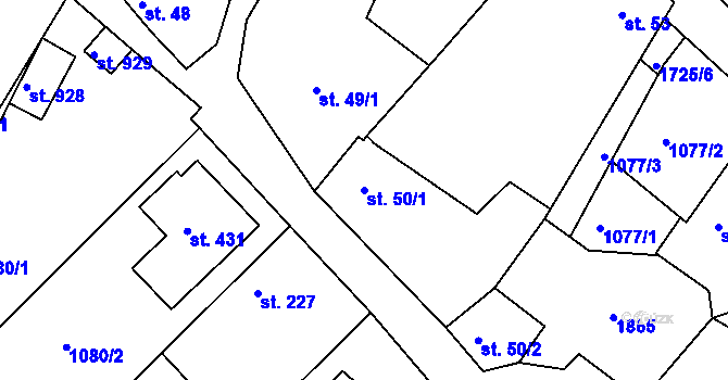 Parcela st. 50/1 v KÚ Jevišovice, Katastrální mapa
