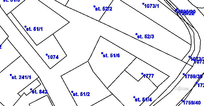 Parcela st. 51/6 v KÚ Jevišovice, Katastrální mapa