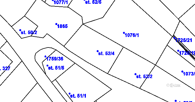 Parcela st. 52/4 v KÚ Jevišovice, Katastrální mapa