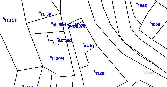 Parcela st. 57 v KÚ Jevišovice, Katastrální mapa