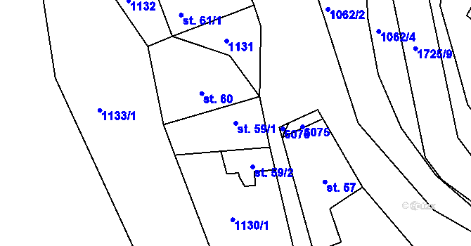 Parcela st. 59/1 v KÚ Jevišovice, Katastrální mapa