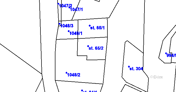Parcela st. 65/2 v KÚ Jevišovice, Katastrální mapa