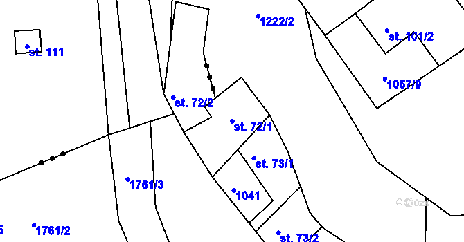 Parcela st. 72/1 v KÚ Jevišovice, Katastrální mapa