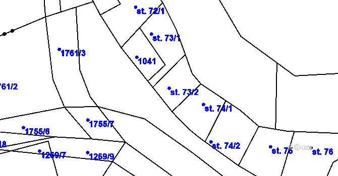 Parcela st. 73/2 v KÚ Jevišovice, Katastrální mapa