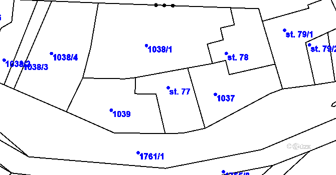 Parcela st. 77 v KÚ Jevišovice, Katastrální mapa