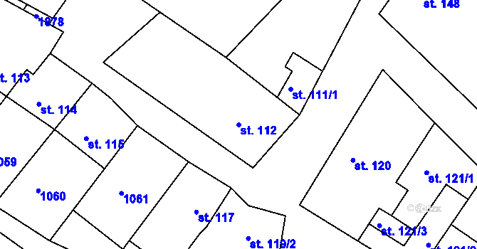Parcela st. 112 v KÚ Jevišovice, Katastrální mapa
