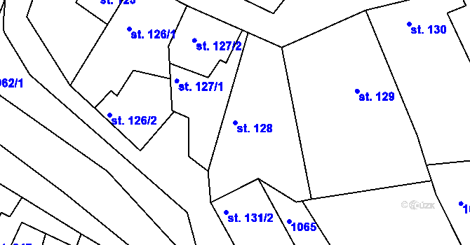 Parcela st. 128 v KÚ Jevišovice, Katastrální mapa