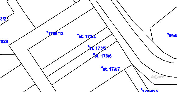 Parcela st. 173/5 v KÚ Jevišovice, Katastrální mapa