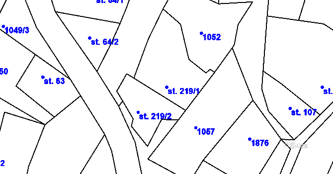 Parcela st. 219/1 v KÚ Jevišovice, Katastrální mapa