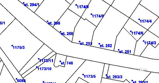 Parcela st. 253 v KÚ Jevišovice, Katastrální mapa