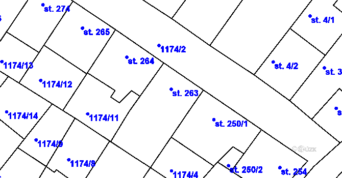 Parcela st. 263 v KÚ Jevišovice, Katastrální mapa