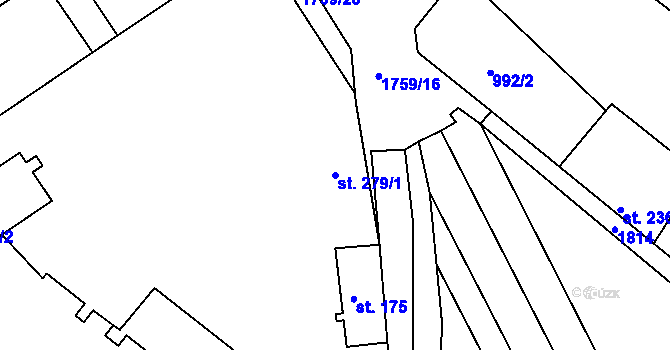Parcela st. 279/1 v KÚ Jevišovice, Katastrální mapa