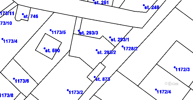 Parcela st. 293/2 v KÚ Jevišovice, Katastrální mapa