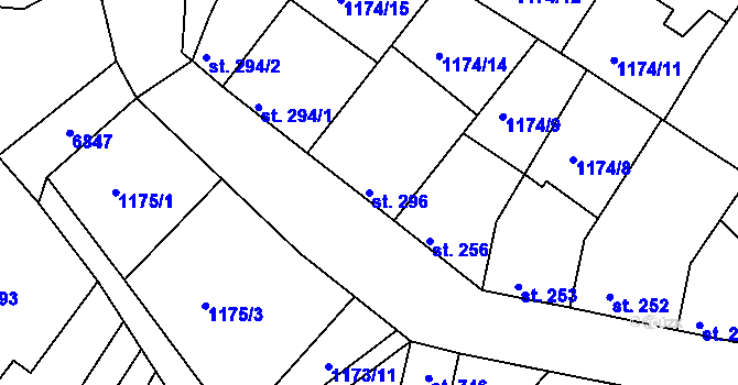 Parcela st. 296 v KÚ Jevišovice, Katastrální mapa