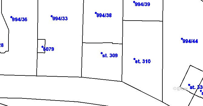 Parcela st. 309 v KÚ Jevišovice, Katastrální mapa