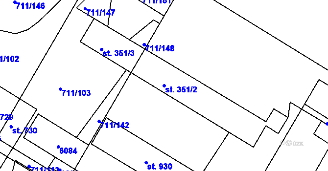 Parcela st. 351/2 v KÚ Jevišovice, Katastrální mapa