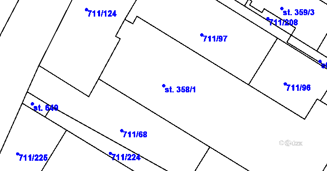 Parcela st. 358/1 v KÚ Jevišovice, Katastrální mapa