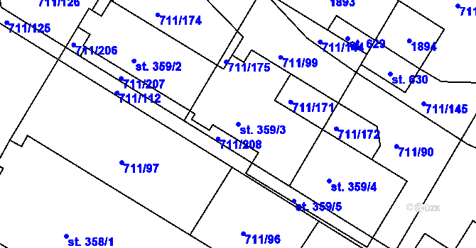 Parcela st. 359/3 v KÚ Jevišovice, Katastrální mapa