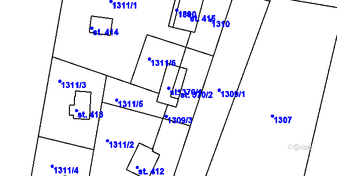 Parcela st. 370/1 v KÚ Jevišovice, Katastrální mapa