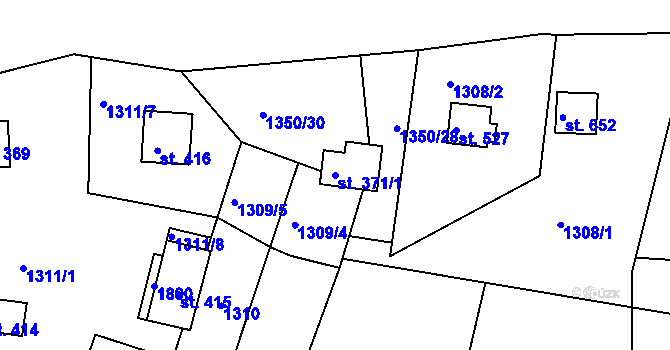 Parcela st. 371/1 v KÚ Jevišovice, Katastrální mapa