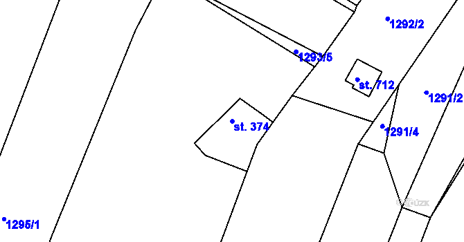 Parcela st. 374 v KÚ Jevišovice, Katastrální mapa