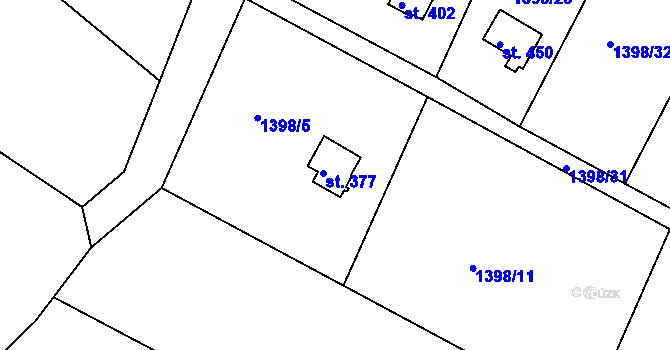 Parcela st. 377 v KÚ Jevišovice, Katastrální mapa