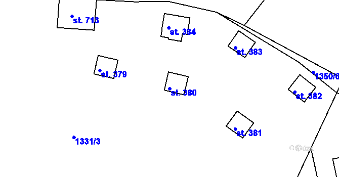 Parcela st. 380 v KÚ Jevišovice, Katastrální mapa