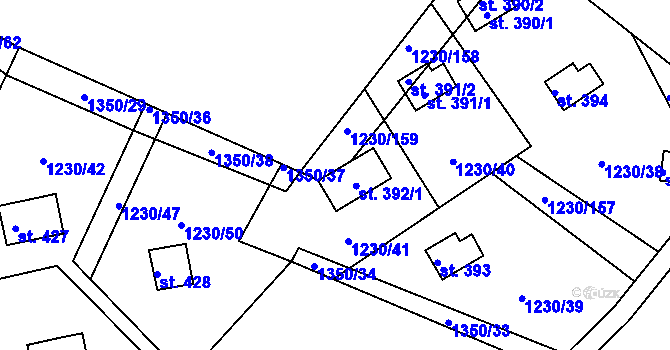 Parcela st. 392/2 v KÚ Jevišovice, Katastrální mapa