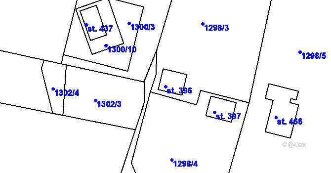 Parcela st. 396 v KÚ Jevišovice, Katastrální mapa
